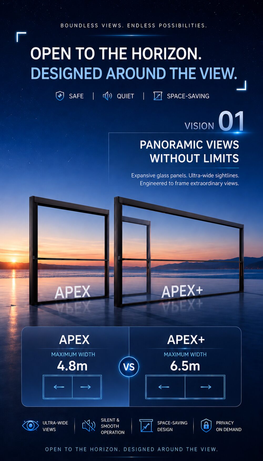 Apex — Panoramic lift window — the flagship