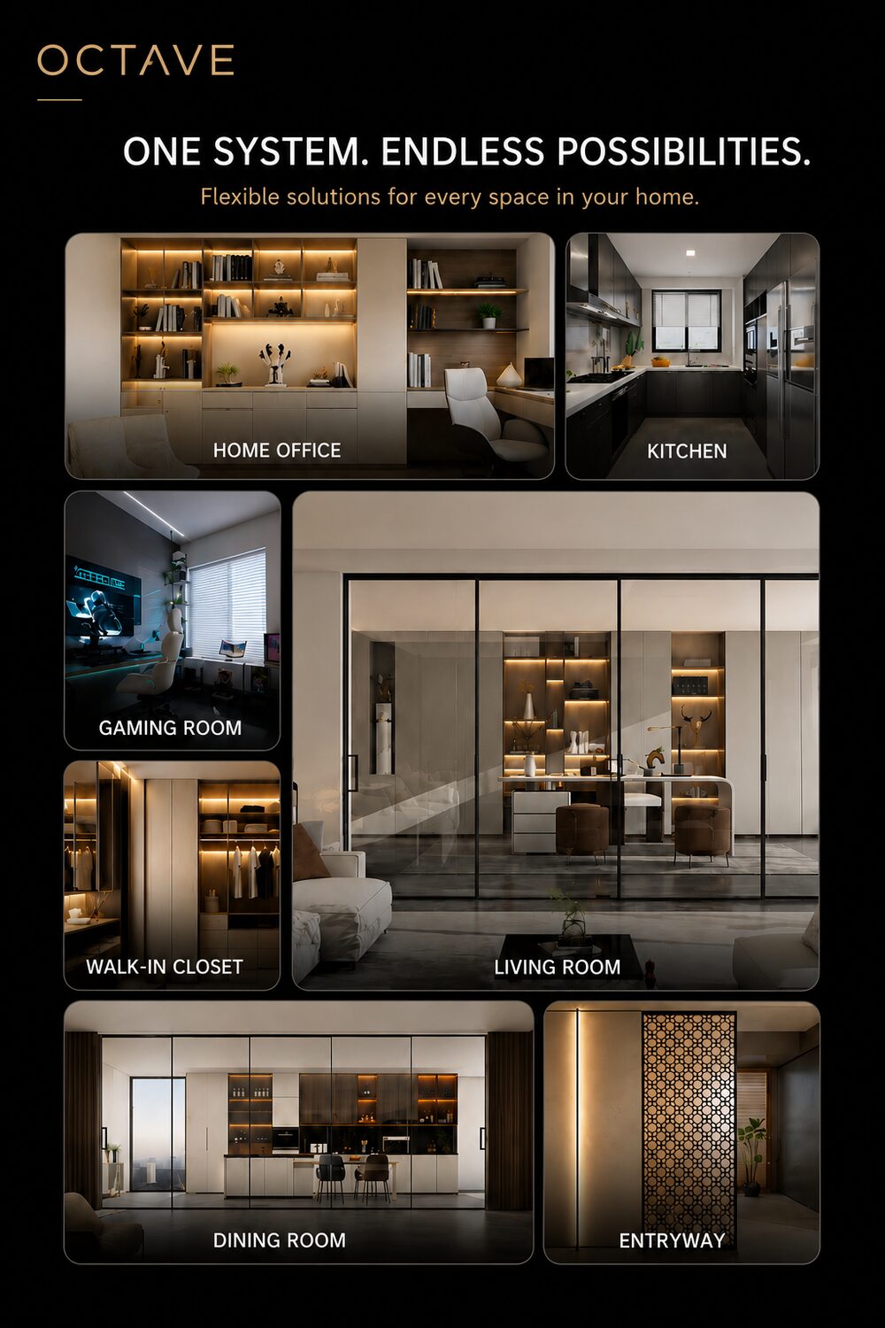 Octave — Interior sliding system — 8 configurations